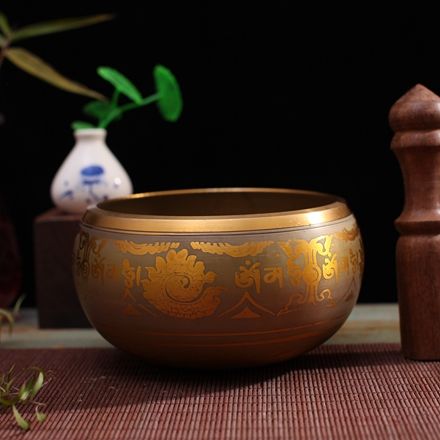 冥想颂钵六字真言碗口内径10.7cm
