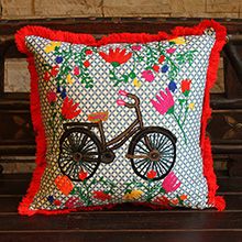 印度手工绣花靠垫抱枕（自行车）