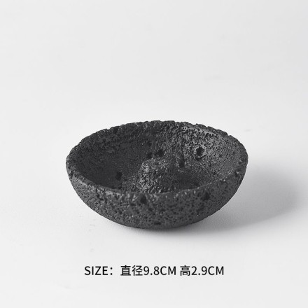 侘寂风香插小香炉线香底座香盘灰色9.3*2.2cm