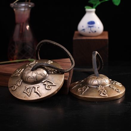 尼泊尔手工响铜冥想疗愈碰铃撞铃(六字真言)