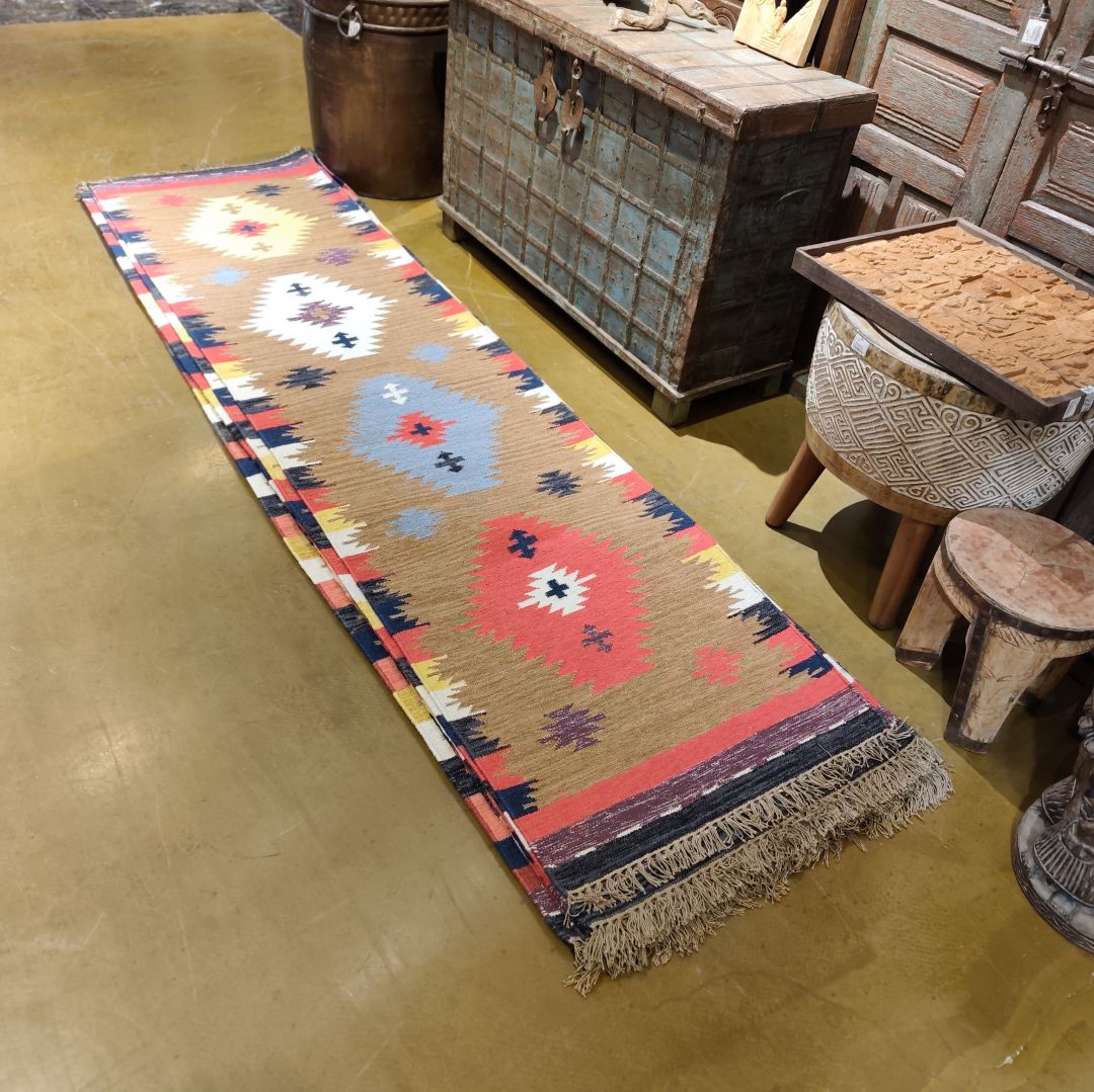 印度羊毛地毯走廊毯桌旗搭毯挂毯290-300*75-79cm左右