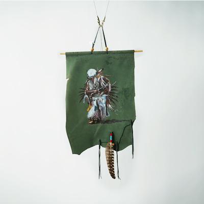 印第安战士牛皮手绘画