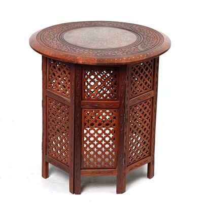 镶钳铜片印度黄檀木桌酸枝木茶几60*60*61cm