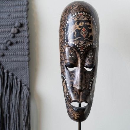 东南亚复古创意抽象实木面具摆件客厅家居酒柜装饰品挂饰手工品