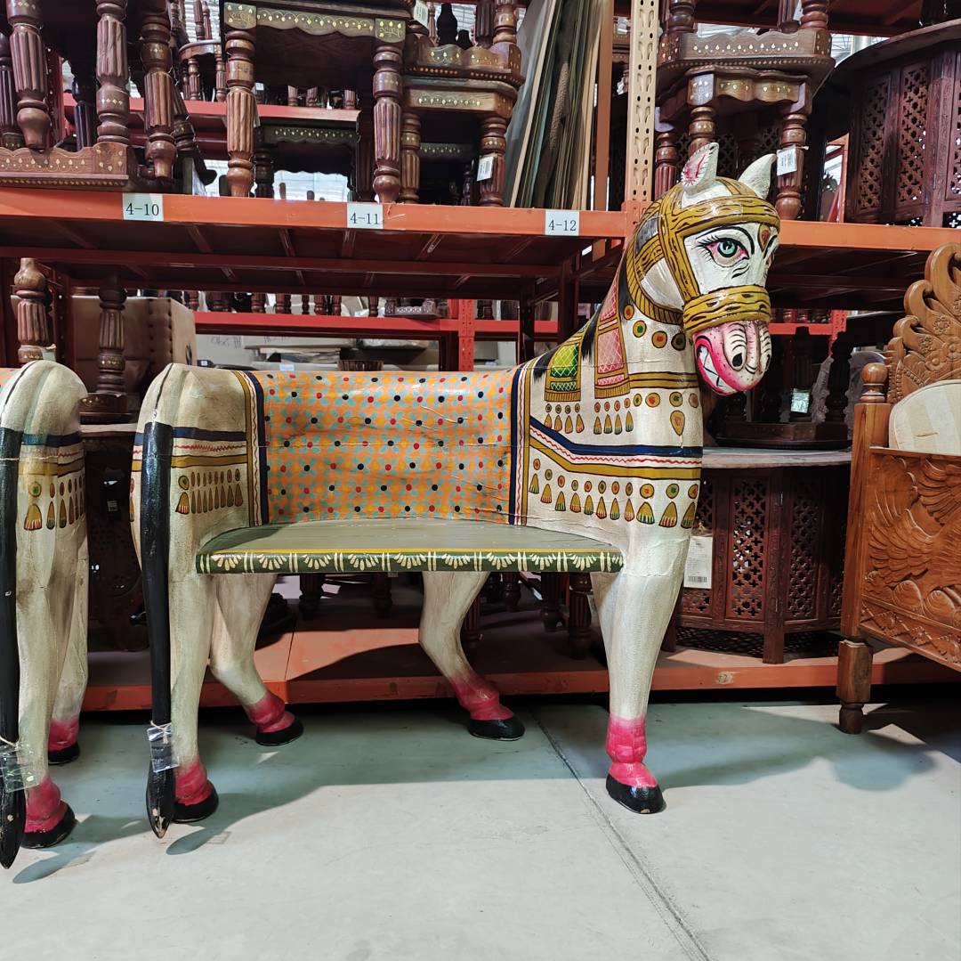 实木彩绘马椅（左）85*70*100cm