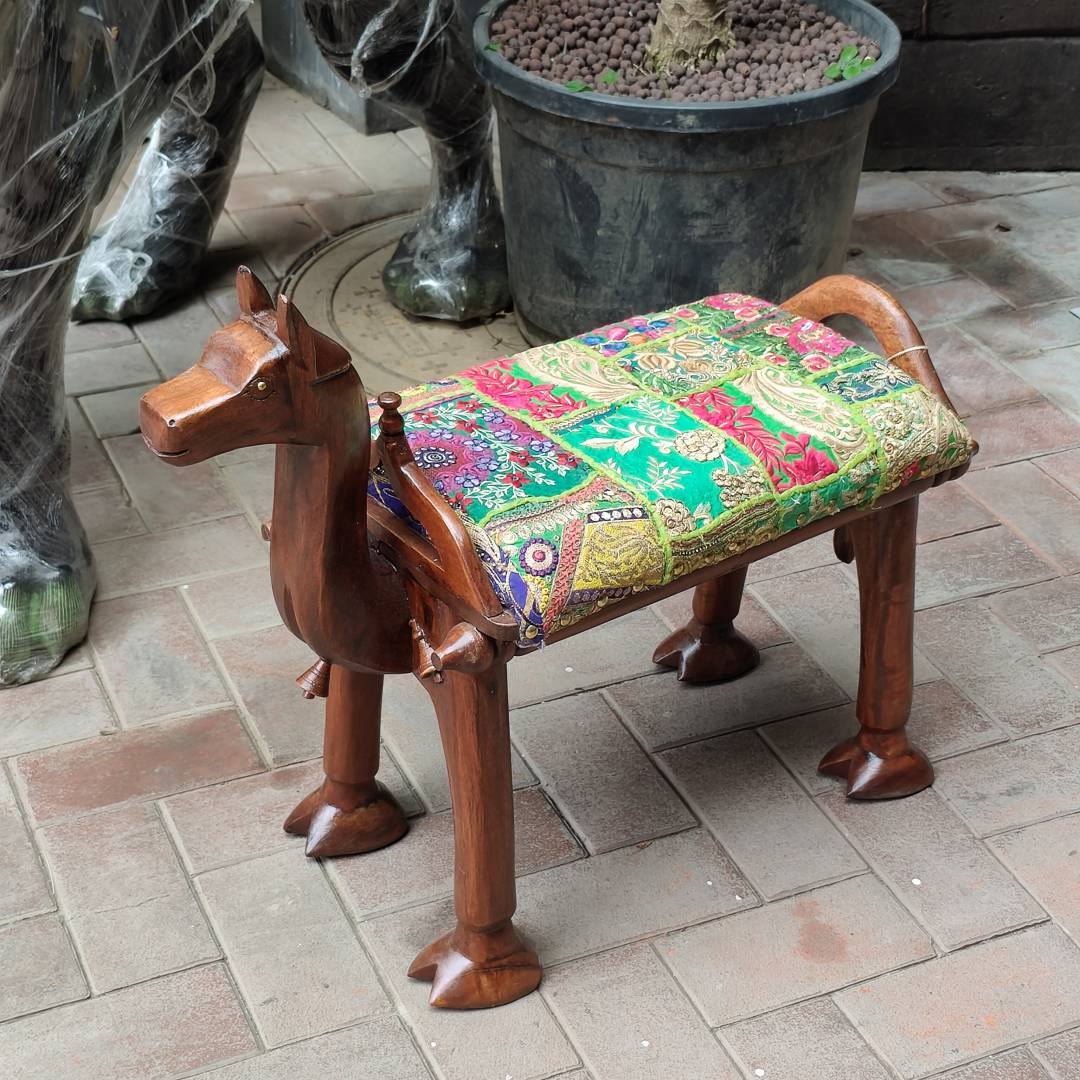 老绣片软垫小马凳78*33*61cm