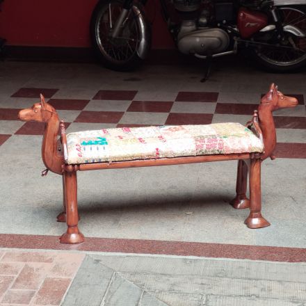 老绣片软垫双头小马凳128*33*62cm