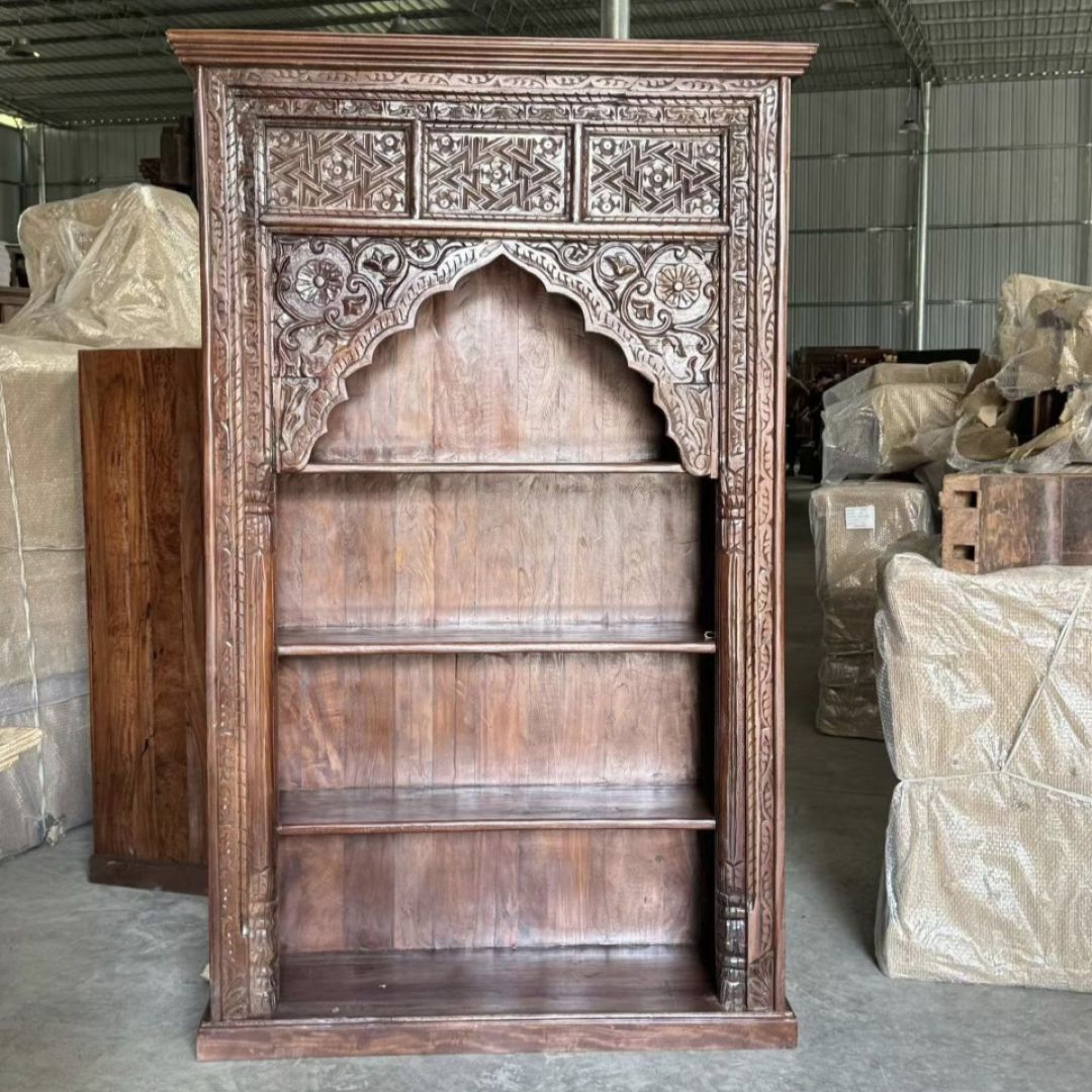 实木雕花书柜陈列柜136*46*216cm