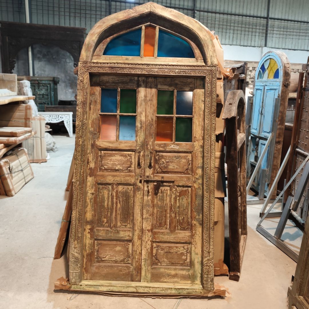 实木雕花双开门155*13*272.5cm