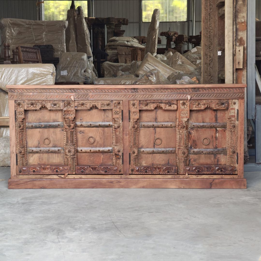 实木雕花边柜收纳储物柜211.5*48.5*93cm