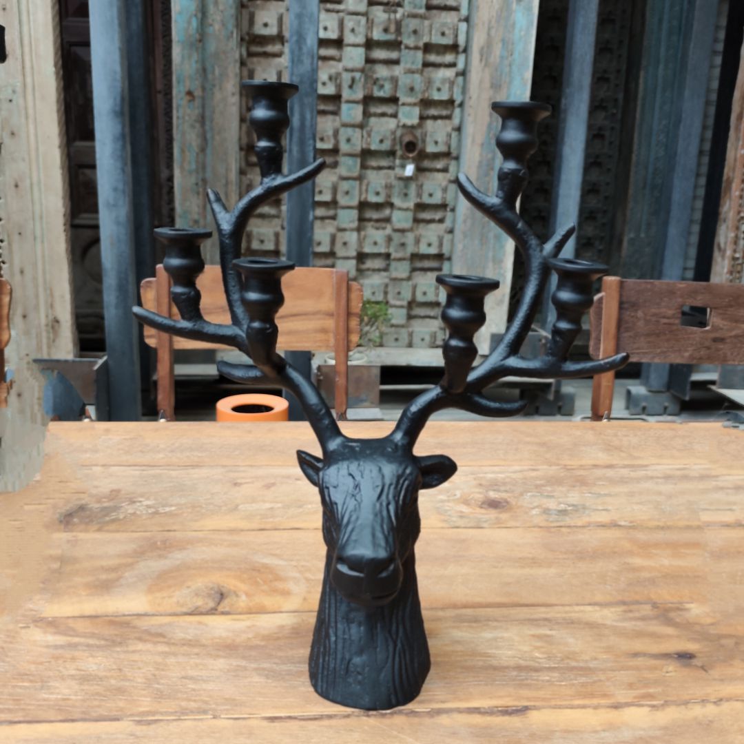 铸铁鹿头烛台34.5*13*40.5cm