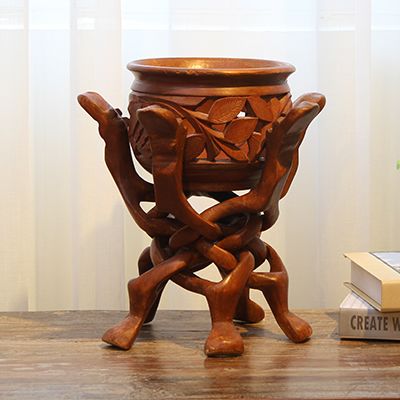 印度黄檀木手工雕刻酸枝木果盘*26*24cm