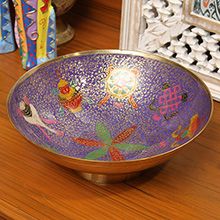 印度手绘铜果盘(吉祥八宝)*24*8.8cm