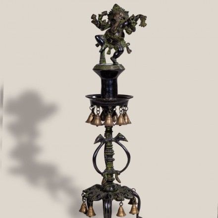 印度手工象鼻财神铜摆件23.5*23.5*78cm