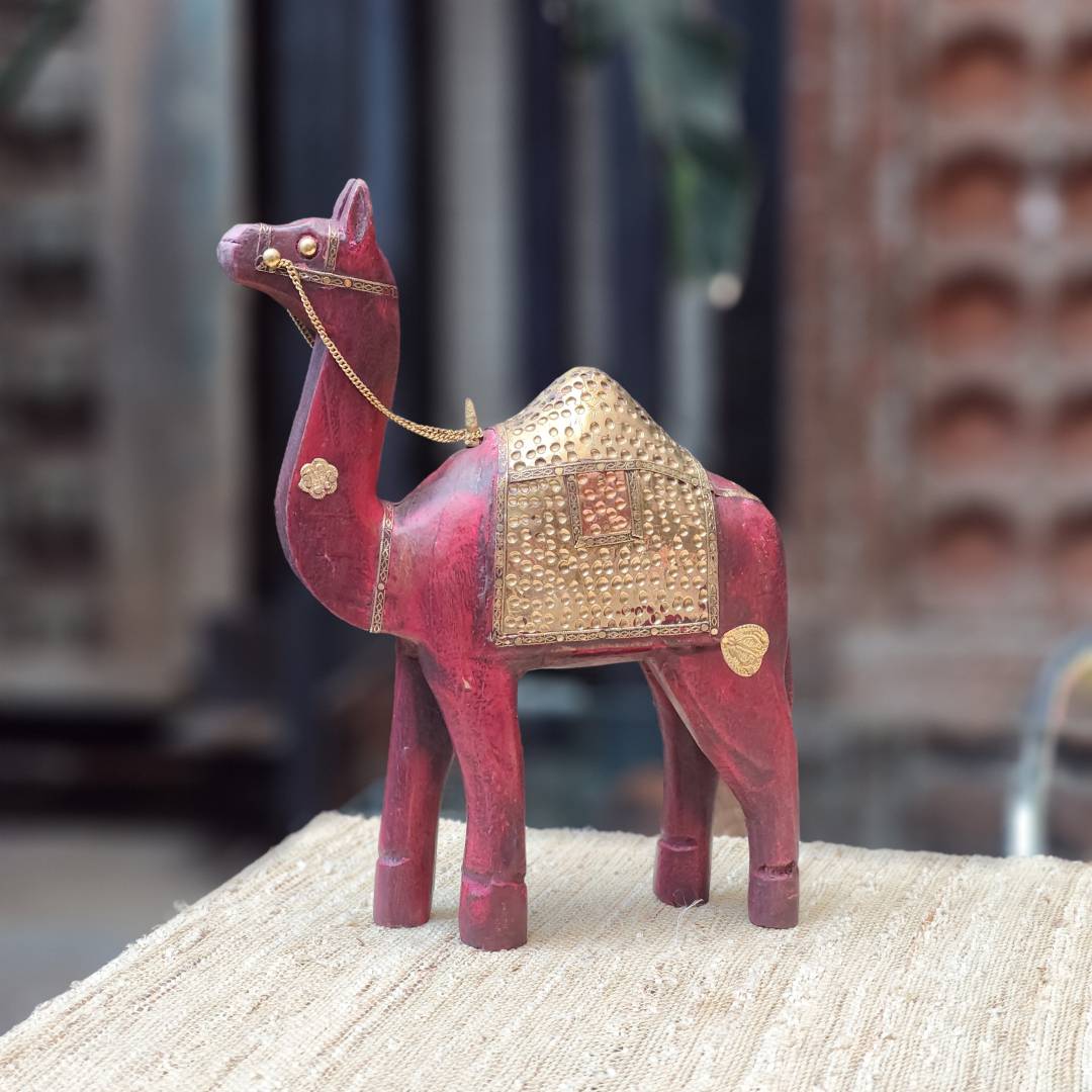 嵌铜片骆驼摆件21*6.4*27cm