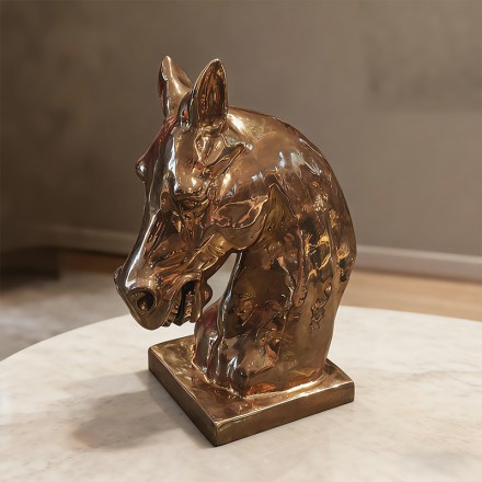 铜制马头摆件31.5*31*74cm